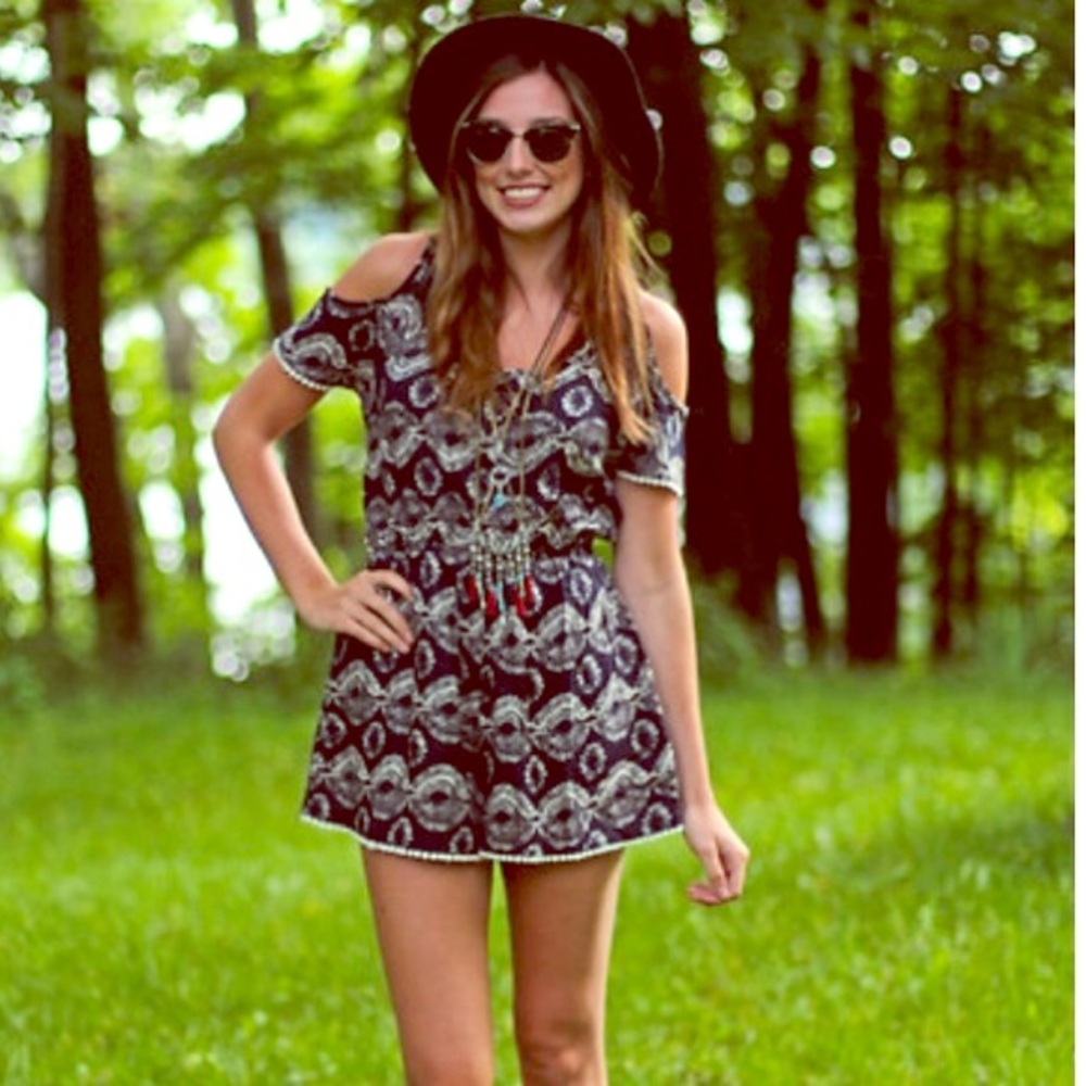 Angie Black and White Patterned Romper